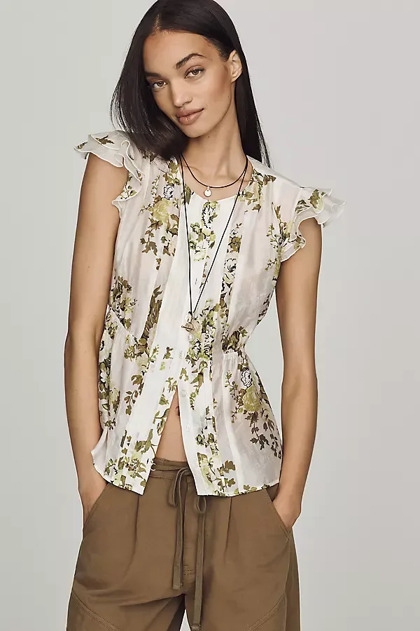 Flutter-Sleeve Blouse by By Anthropologie