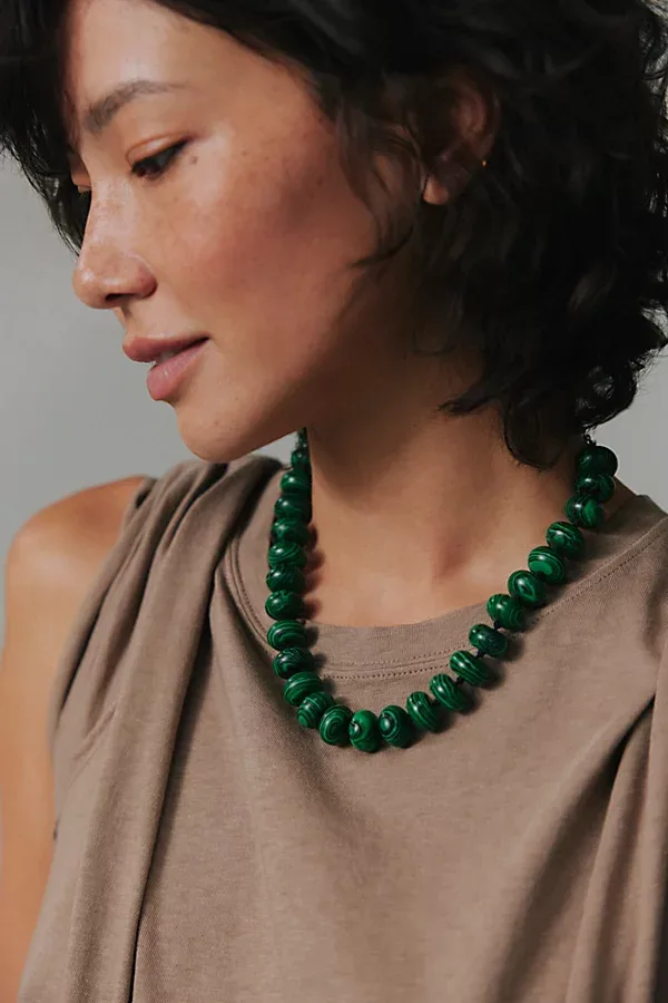Sabina Semiprecious Beaded Stone Choker Necklace by Free People