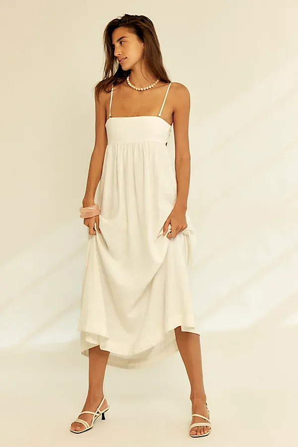 Sandshell Linen Halo Babydoll Midi Dress