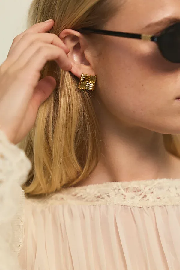 Plated Polly Mini Lattice Studs by Daisy London