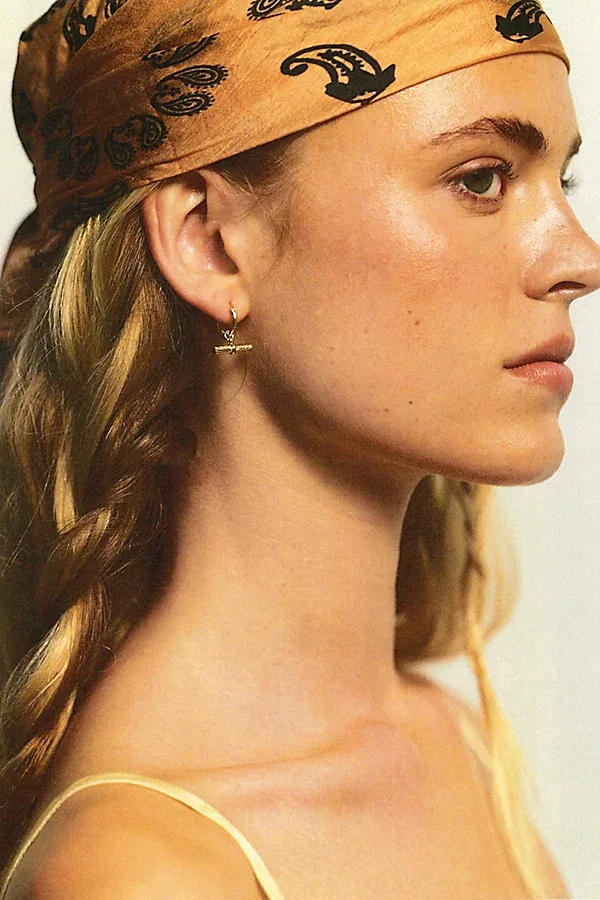 Estee Gold Plate T-Bar Charm Hoops by Daisy London
