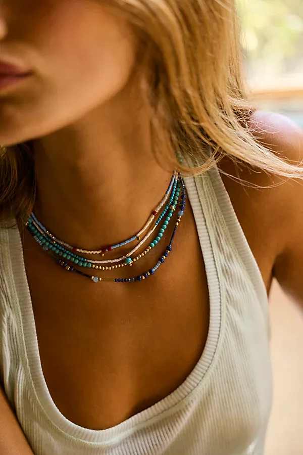 Muse Semi-Precious Short Beaded Layering Necklace