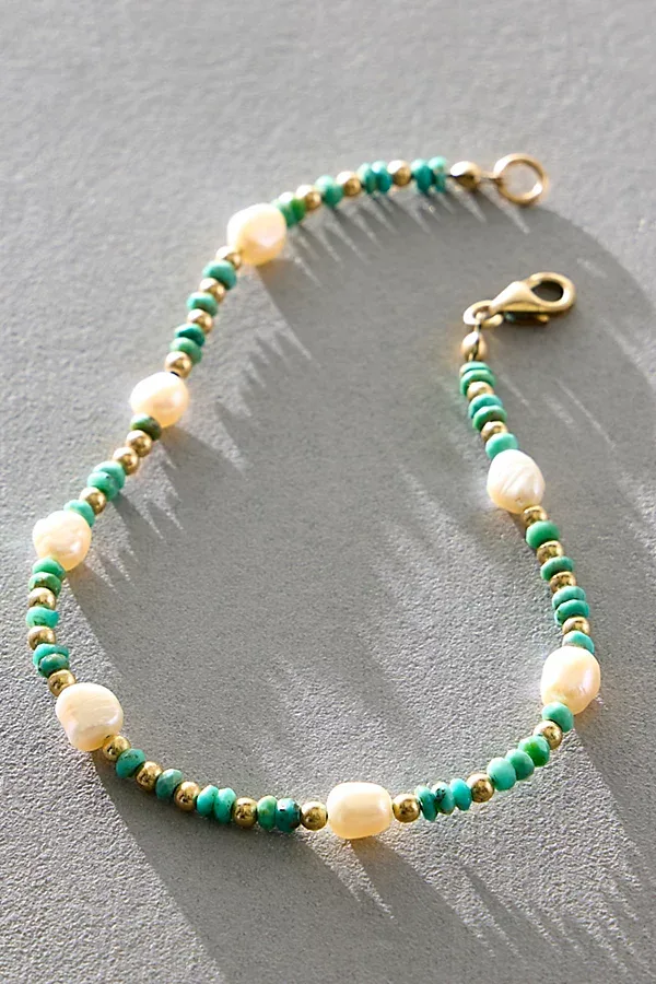 Pearl & Turquoise Bead Bracelet by Atma Prema