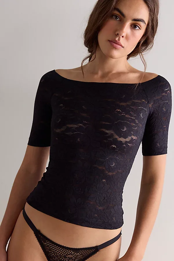 Smooth Talking Lace Off-The-Shoulder Top by Free People