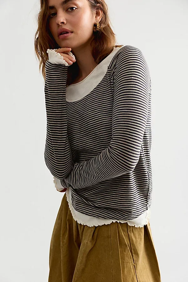 We the Free Two's a Charm Stripe Long Sleeve Top