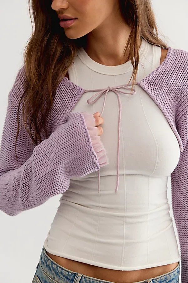 Dafne Knit Cropped Bolero Sweater by Free People