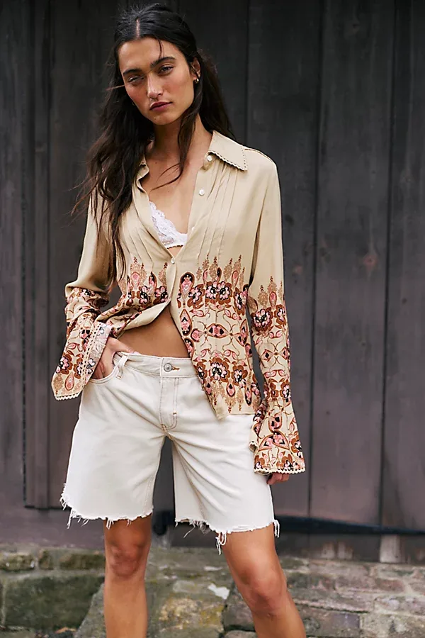 Melrose Printed Button Down Top by Free People