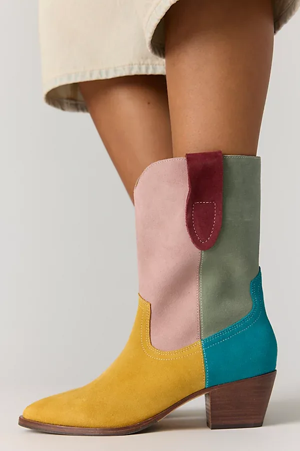Roberta Colorblock Western Boots by Charlotte Stone Shoes