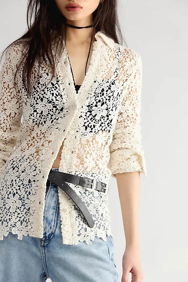 Sam Lace Button Down Top by Free People