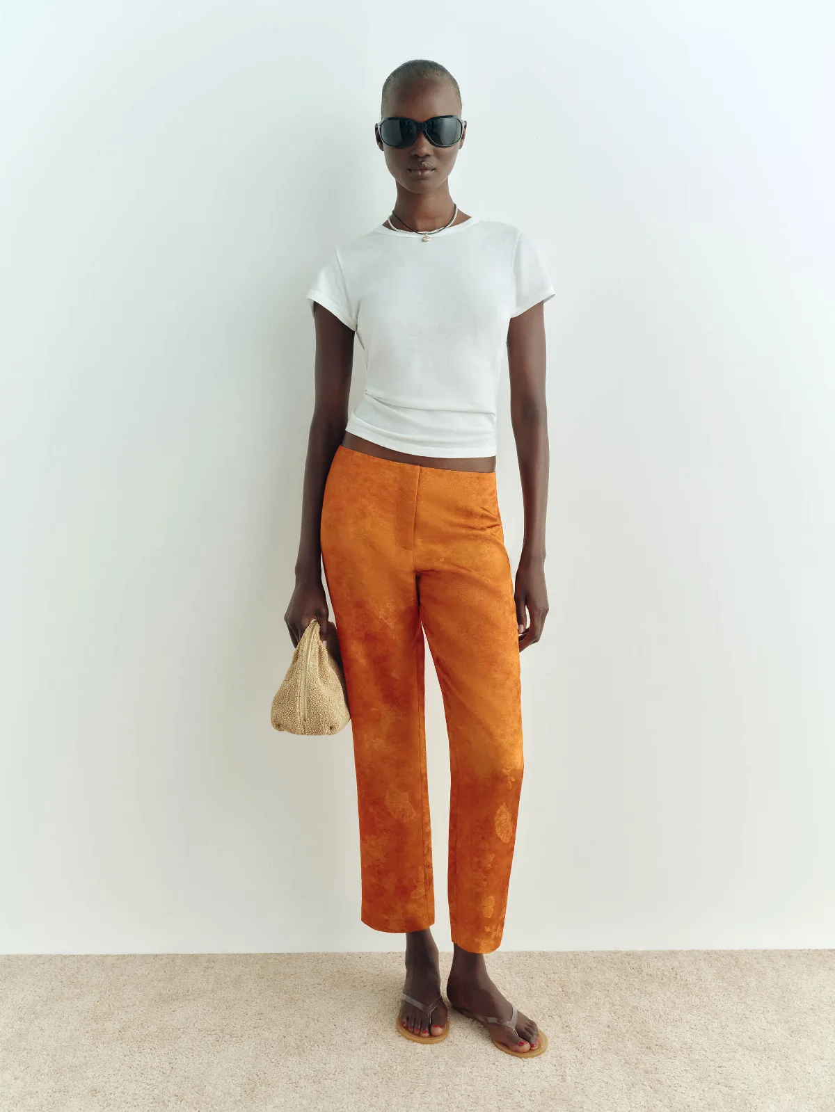 Hadley Mid Rise Satin Pant Burnt by Reformation