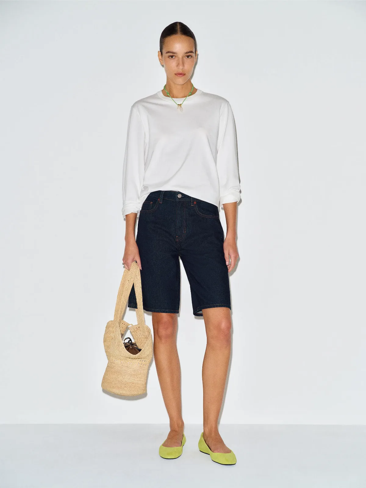Hayden Mid Rise 8 in Jean Shorts Blue Denim by Reformation