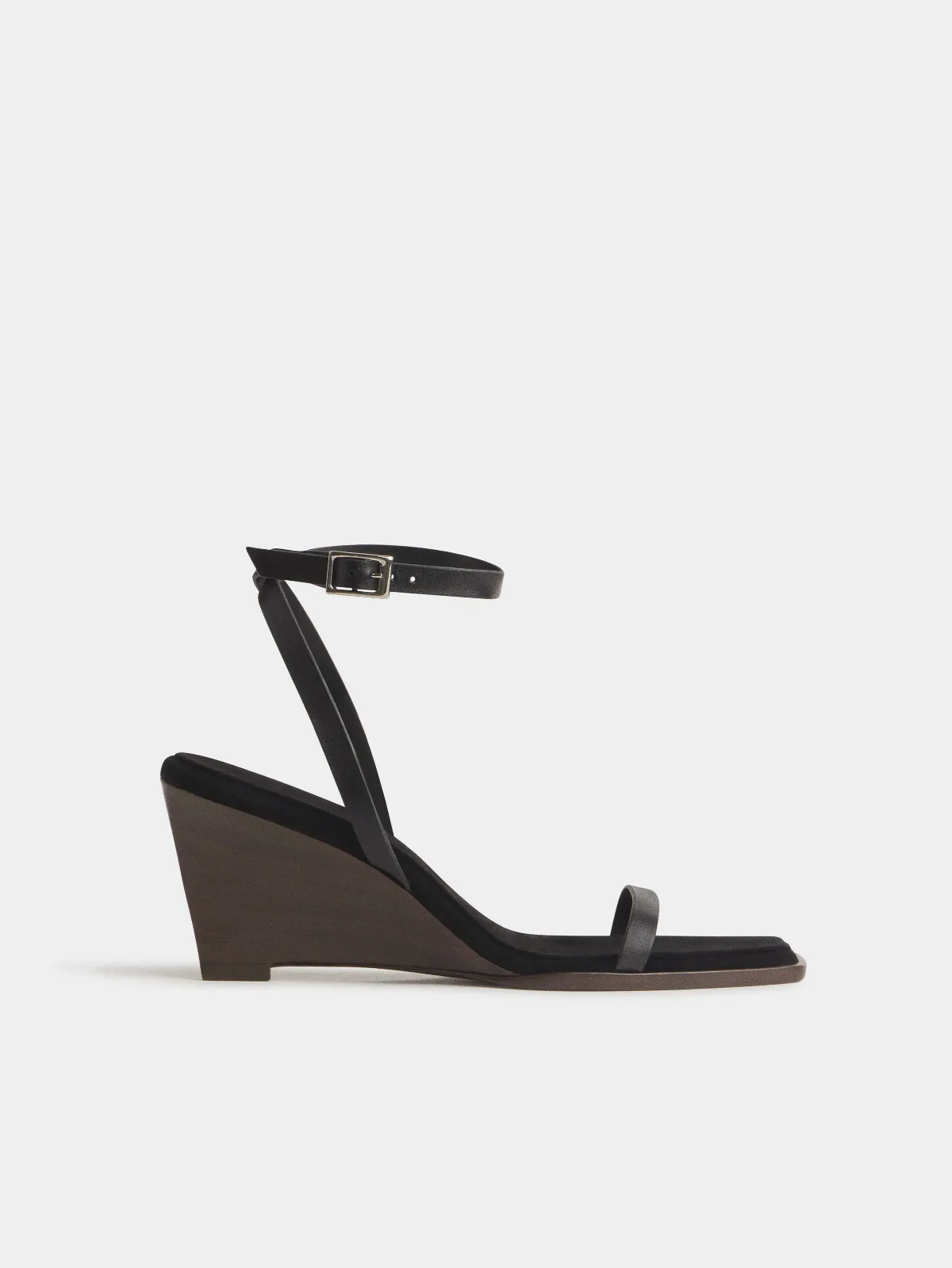 Lina Wedge Sandal Black Leather by Reformation