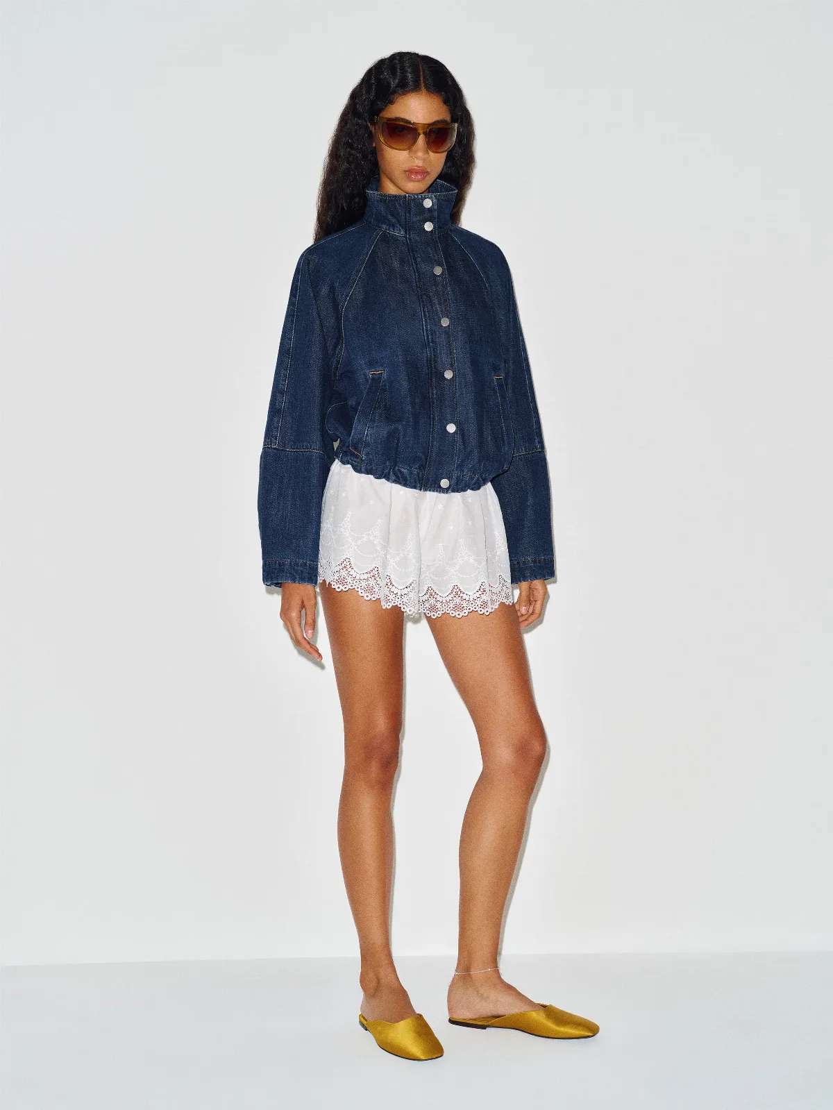 Corey Denim Bomber Jacket by Reformation