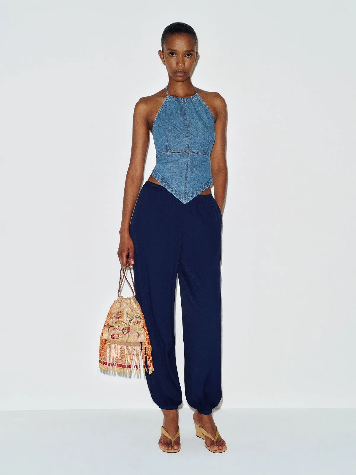 Dana Denim Halter Top by Reformation