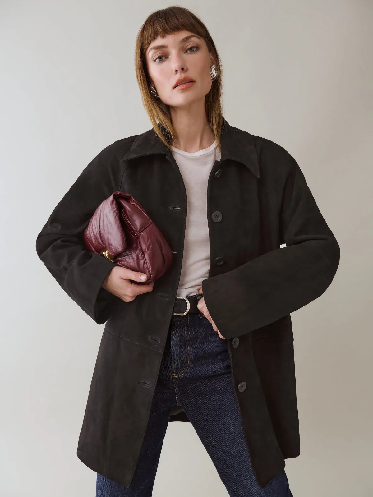 Veda Celine Jacket Black Suede Leather by Reformation