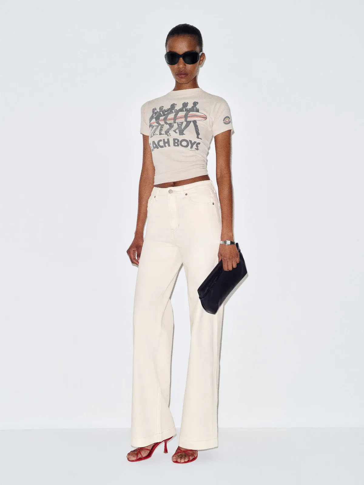 Bex Super Stretch High Rise Wide Leg Jeans Ivory Cotton by Reformation