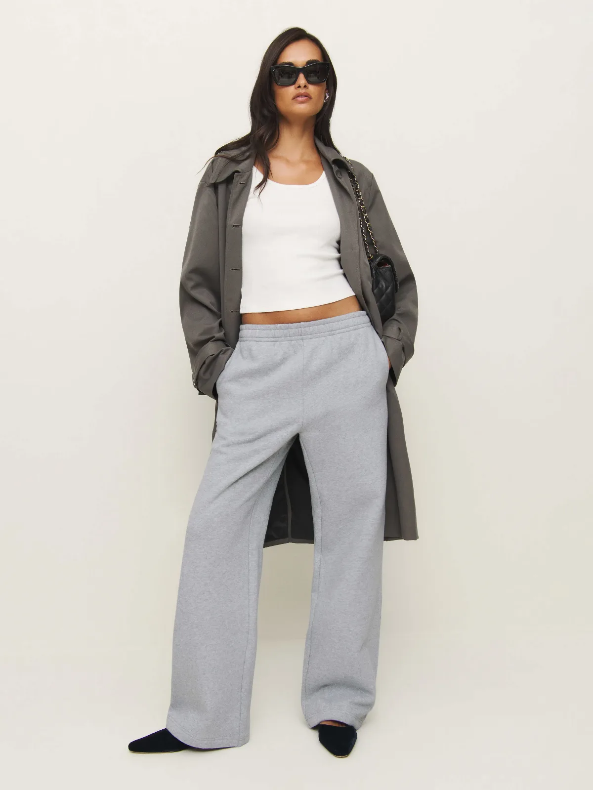 Kira Wide Leg Sweatpant Heather by Reformation