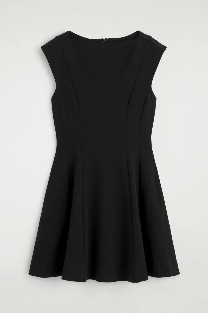 Sculpted Flared Cotton Mini Dress