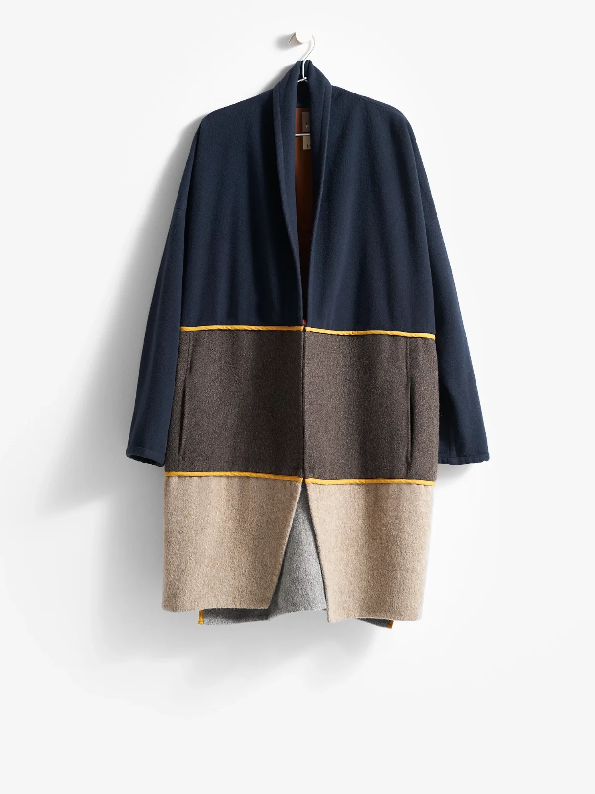 Resewn Wool and Alpaca Three-Tiered Coat by EILEEN FISHER