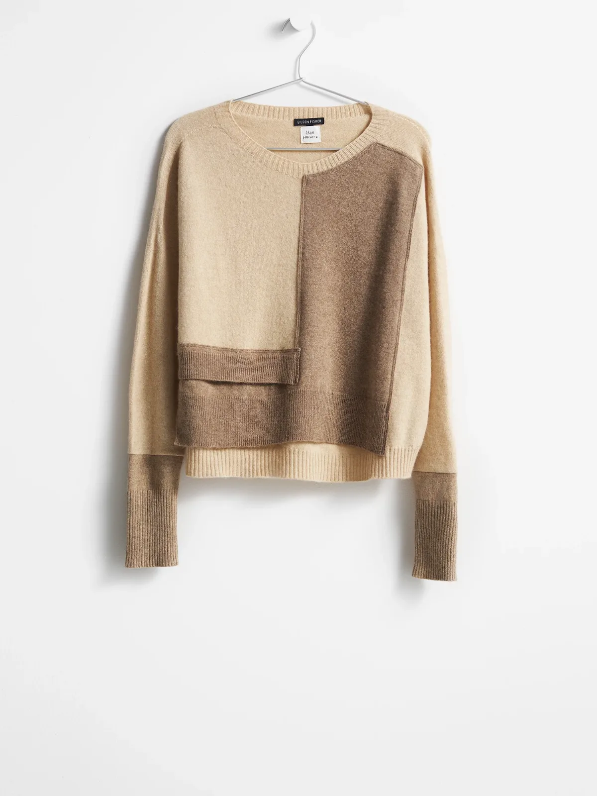Resewn Two-Toned Cashmere Box-Top by EILEEN FISHER