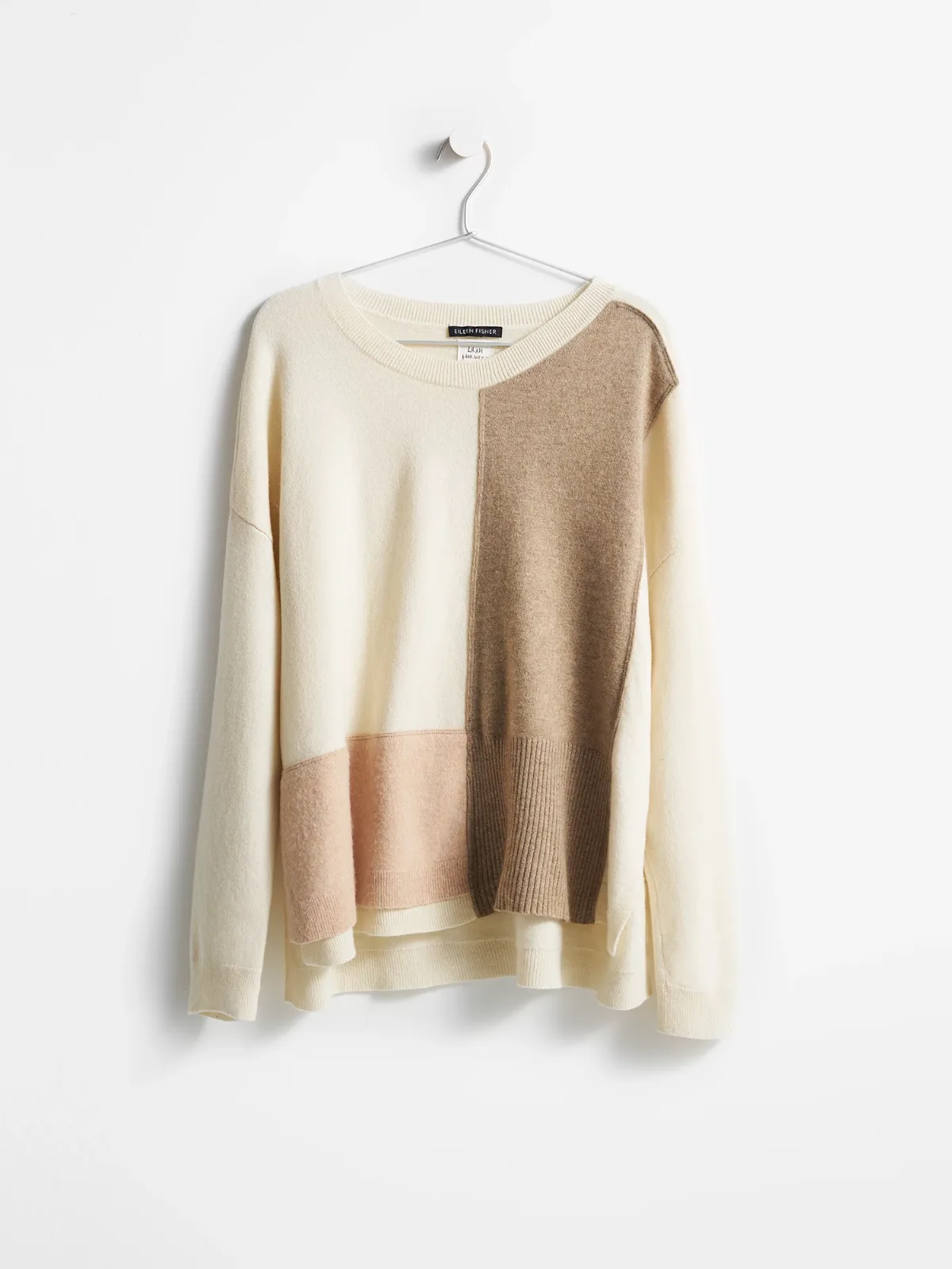 Resewn Cashmere Color-Block Box-Top by EILEEN FISHER