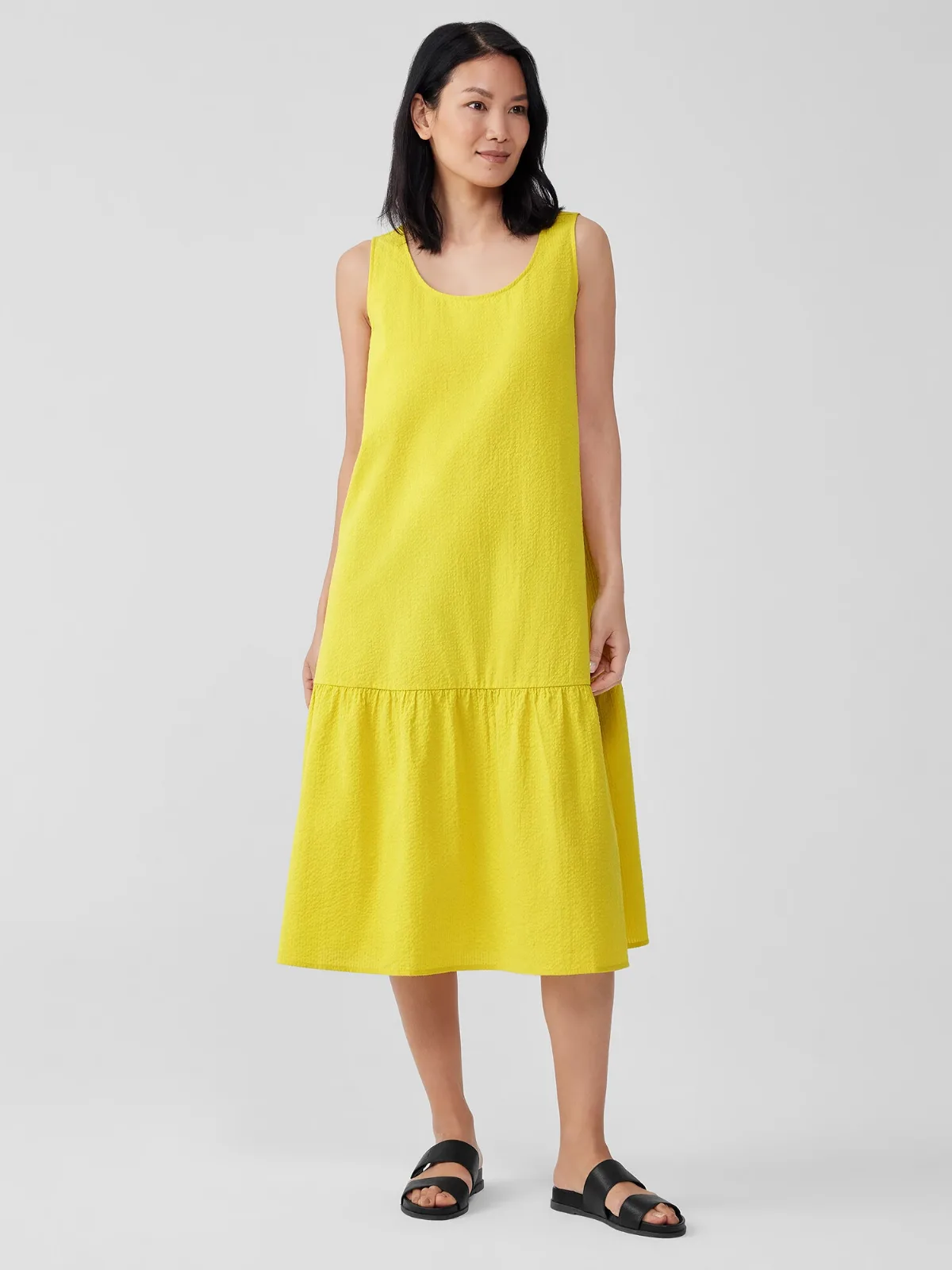 Organic Cotton Ripple Tiered Dress by EILEEN FISHER