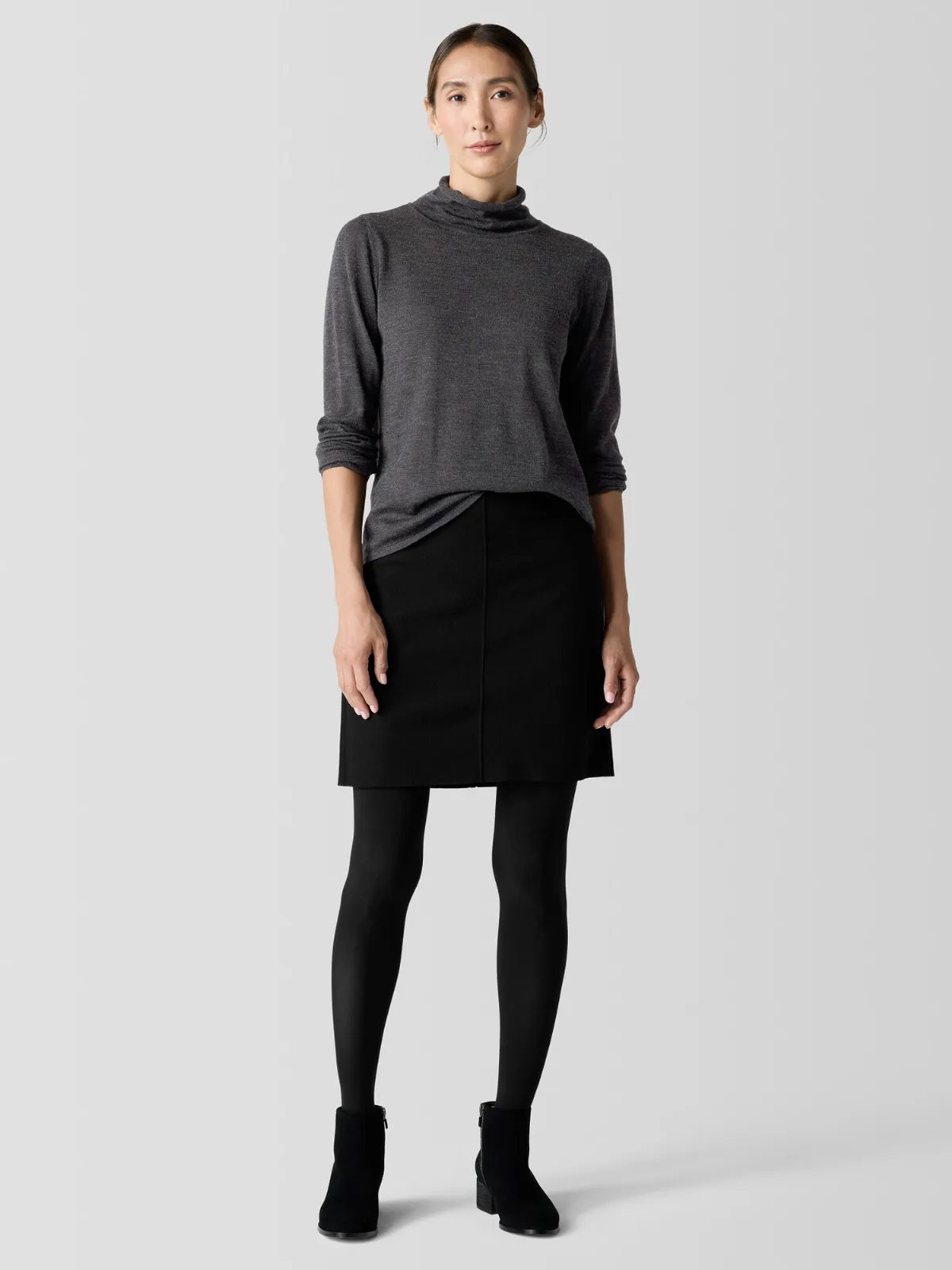 Felted Wool Jersey Mini Skirt in Regenerative Wool by EILEEN FISHER