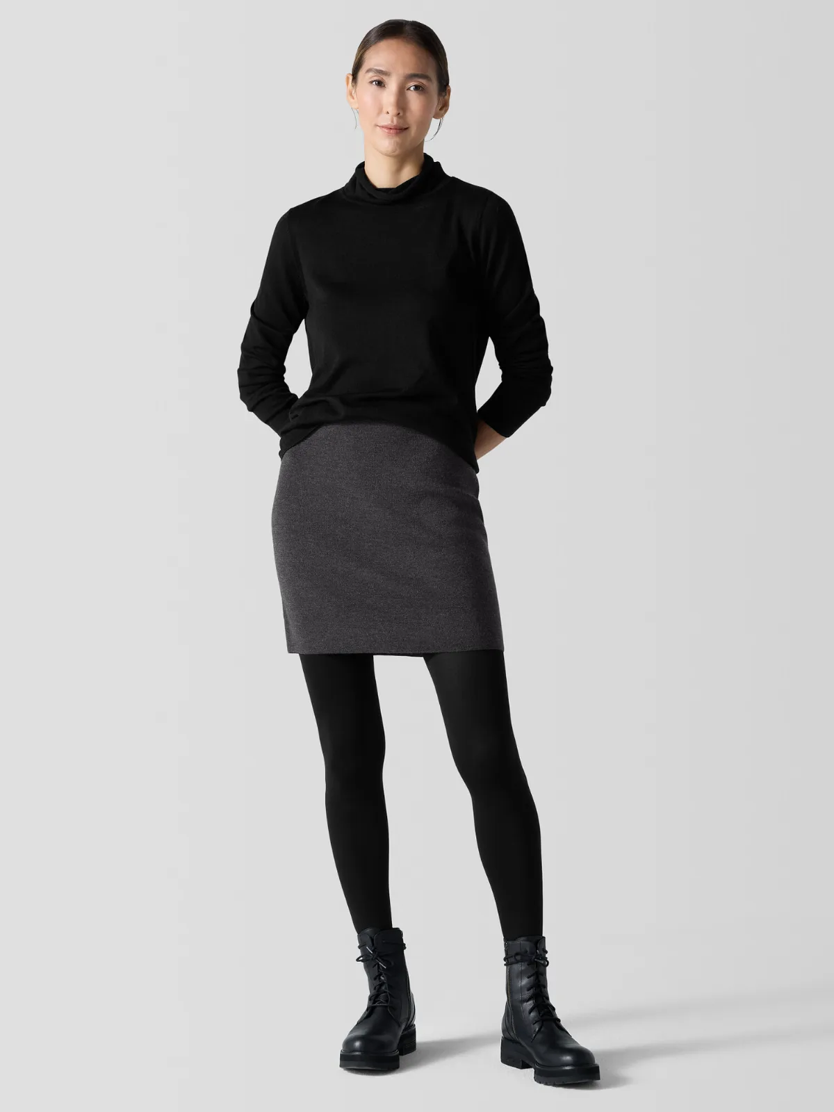Merino Mini Skirt in Regenerative Wool by EILEEN FISHER