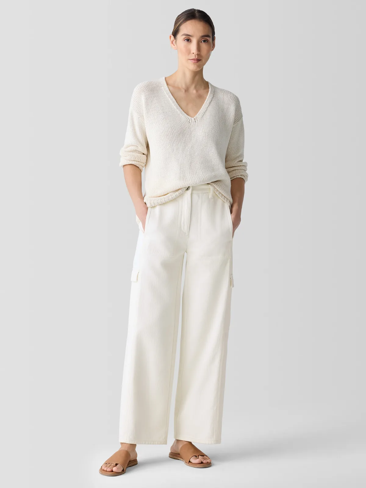 Utility Organic Cotton Wide-Leg Cargo Pant by EILEEN FISHER
