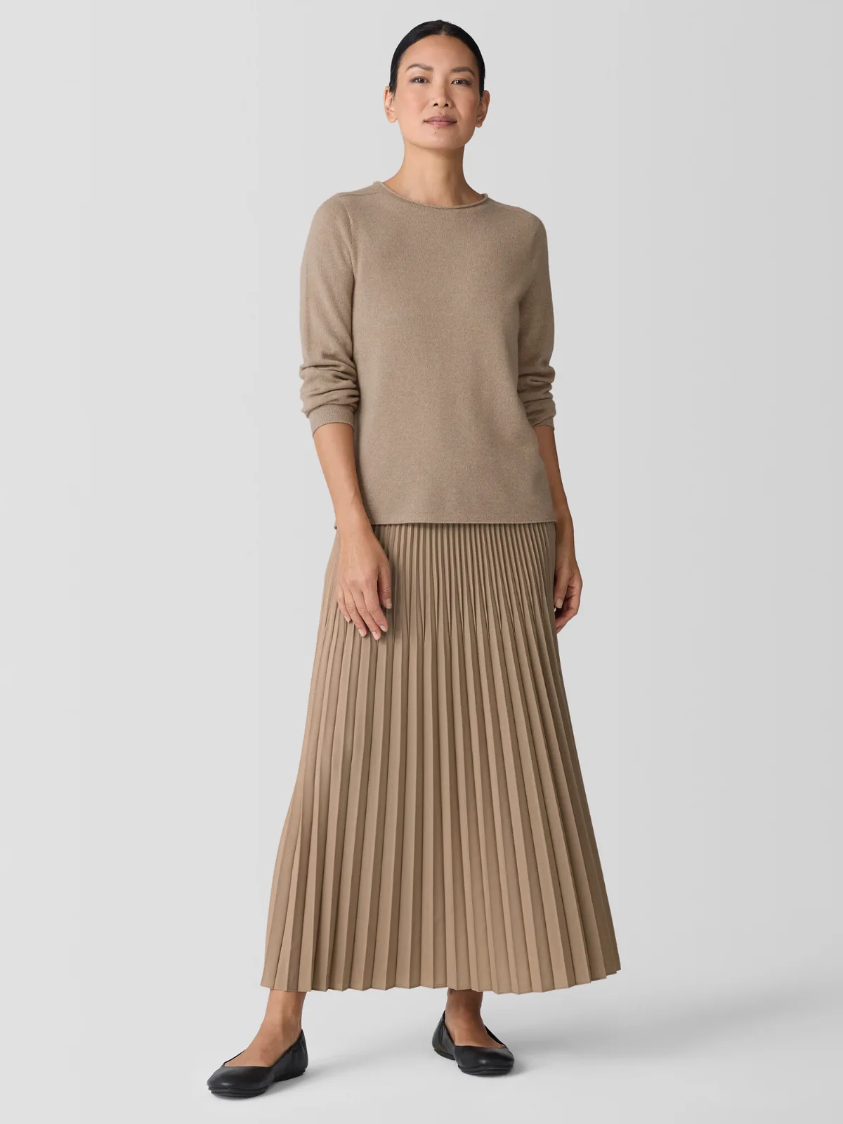 Woven Wool Silk A-Line Skirt by EILEEN FISHER