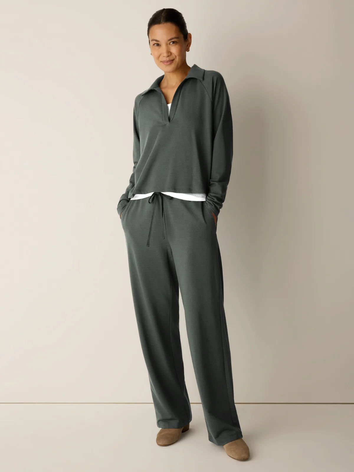 Cozy Brushed Terry Hug Straight Pant