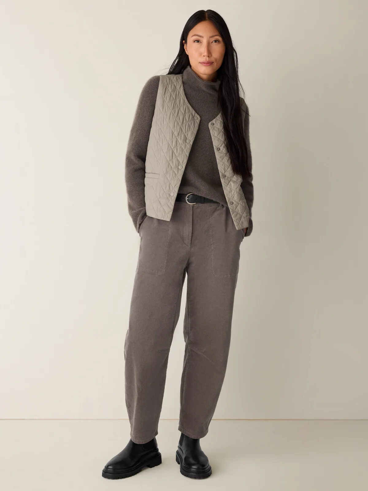 Brushed Organic Cotton Arch Pant by EILEEN FISHER