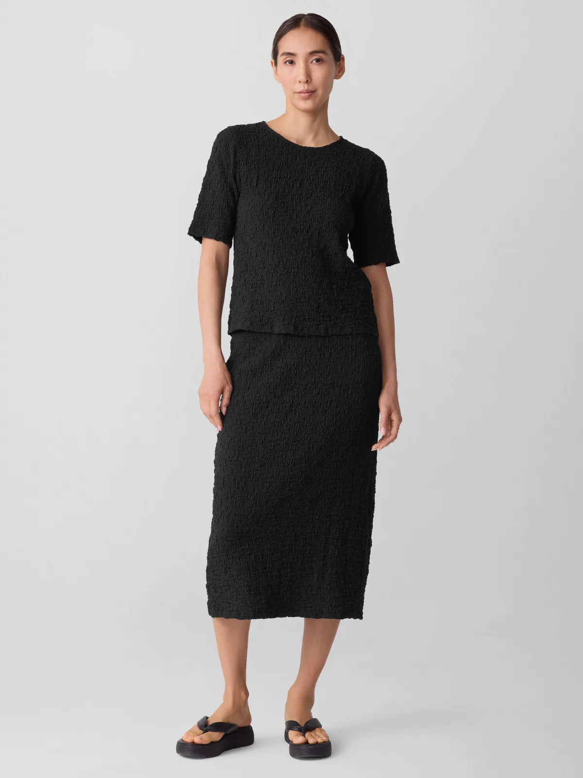 Bubble Jacquard Crew Neck Top by EILEEN FISHER