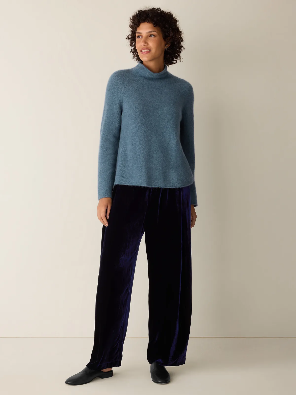 Cashmere Silk Boucle Bliss Turtleneck Top by EILEEN FISHER