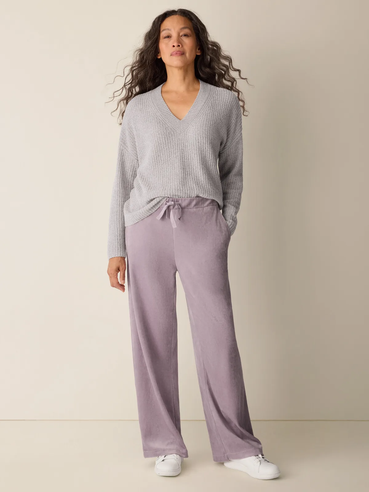 Cozy Velour Knit Wide-Leg Pant by EILEEN FISHER