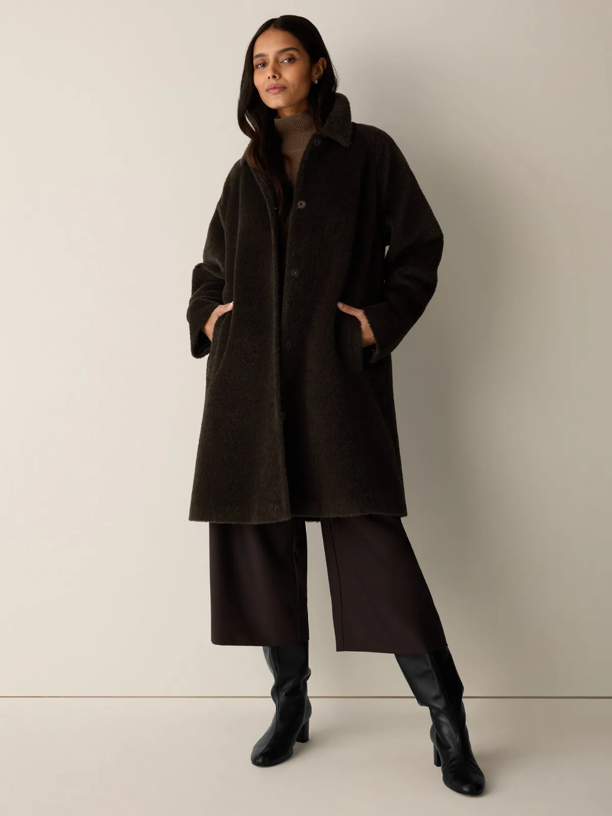 Fine Wool Alpaca Classic Collar Coat by EILEEN FISHER