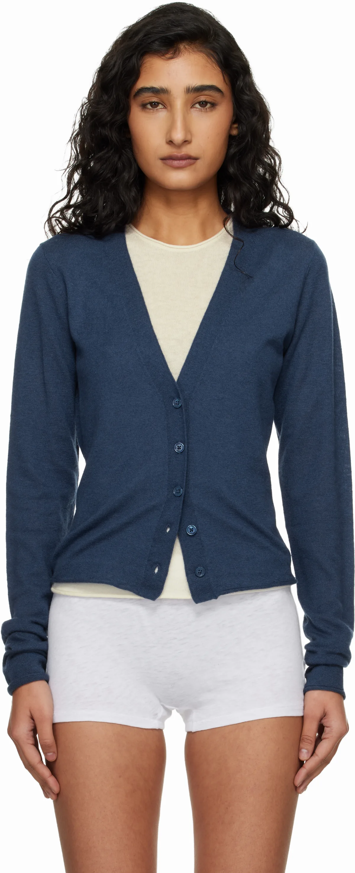 Navy Featherweight Cashmere Cardigan