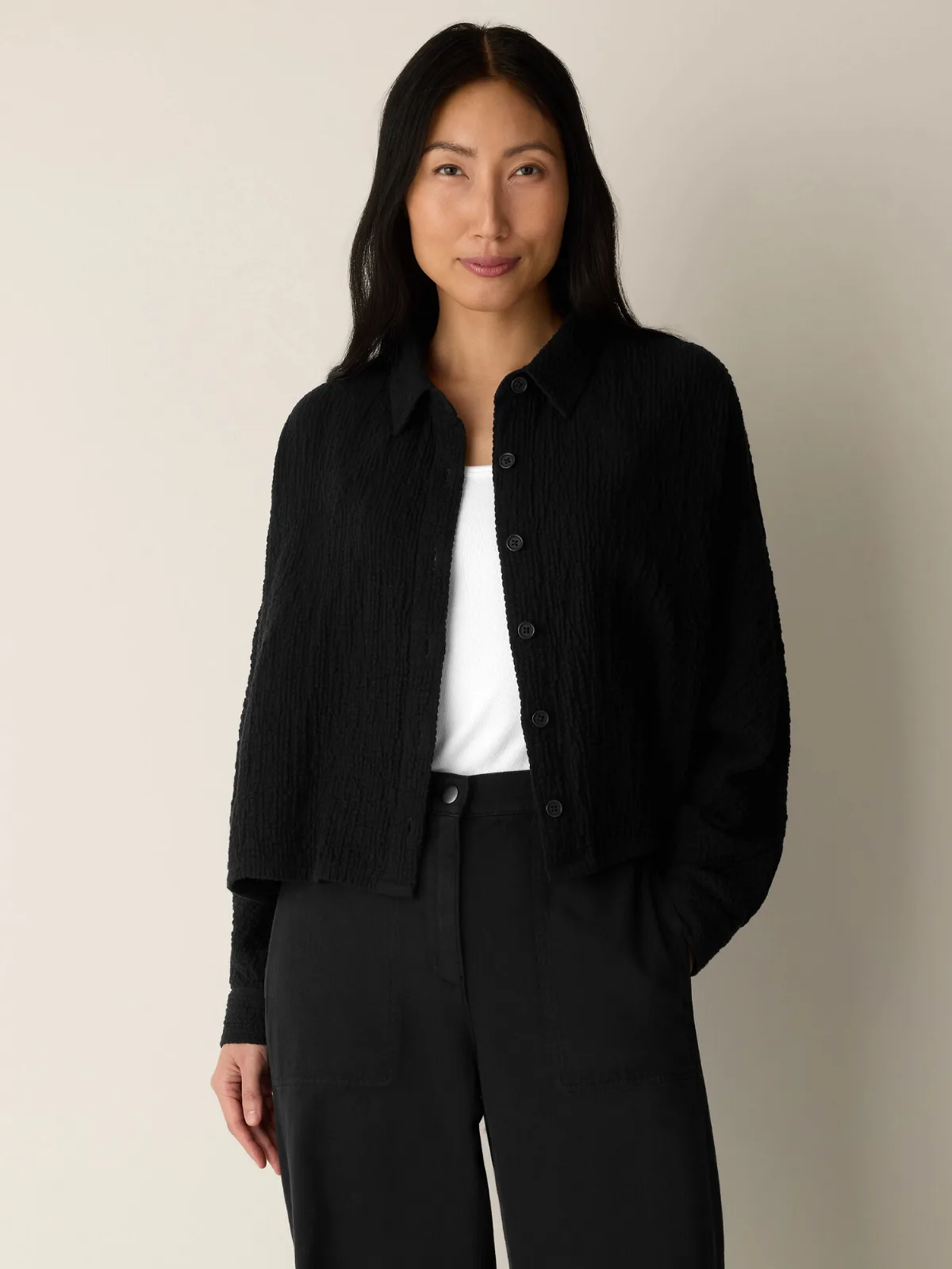 Organic Cotton Doubleweave Classic Collar Jacket by EILEEN FISHER