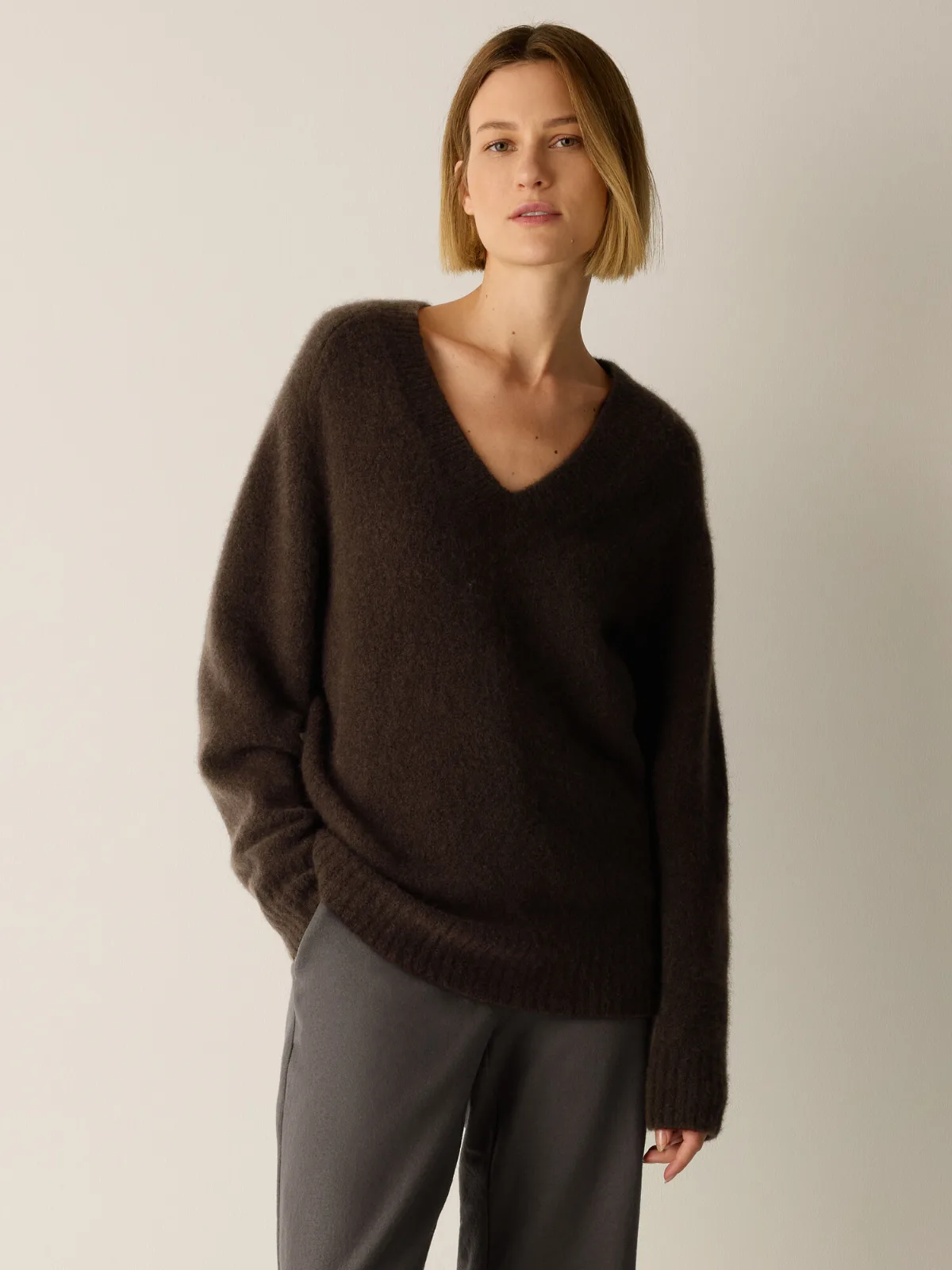 Cashmere Silk Bliss V-Neck Top by EILEEN FISHER