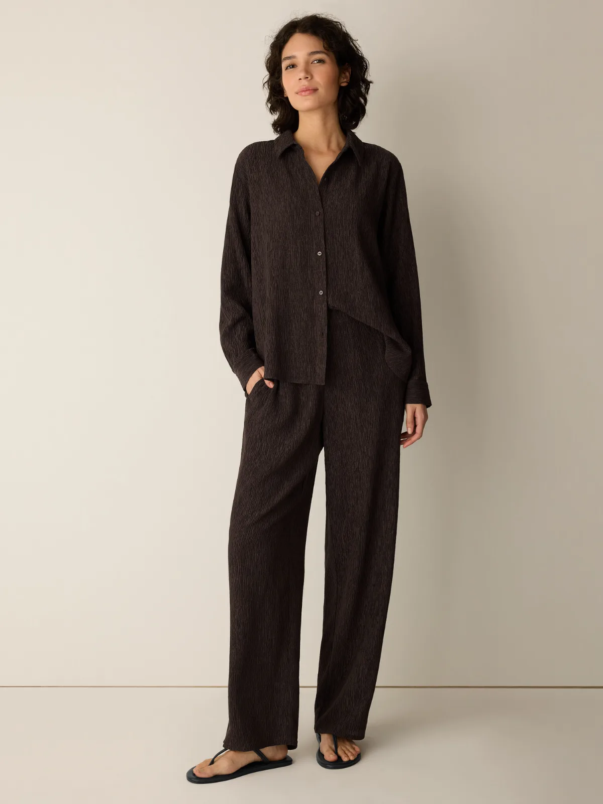 Woven Plisse Straight Pant by EILEEN FISHER