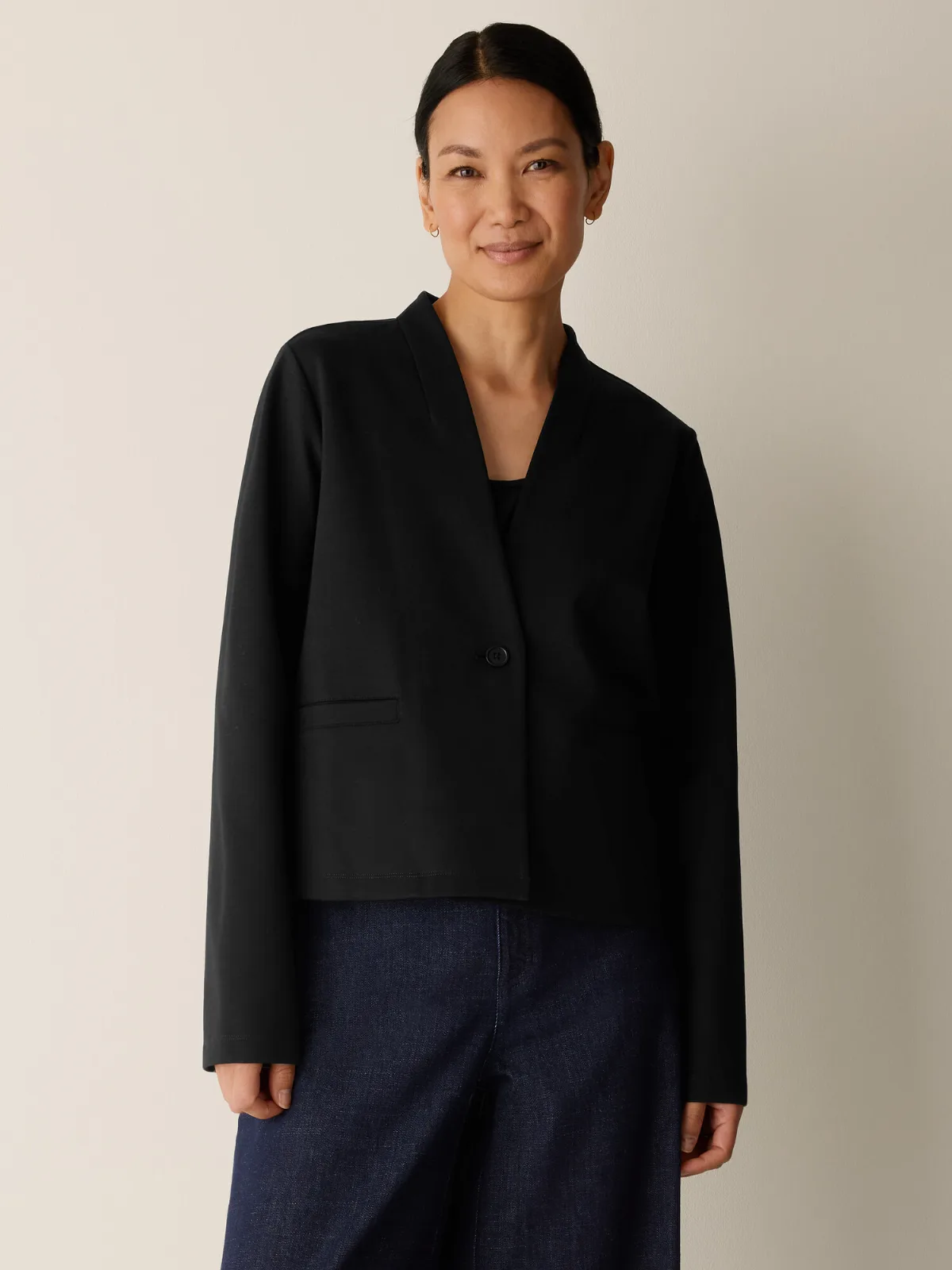 Washable Flex Ponte High Neck Jacket by EILEEN FISHER