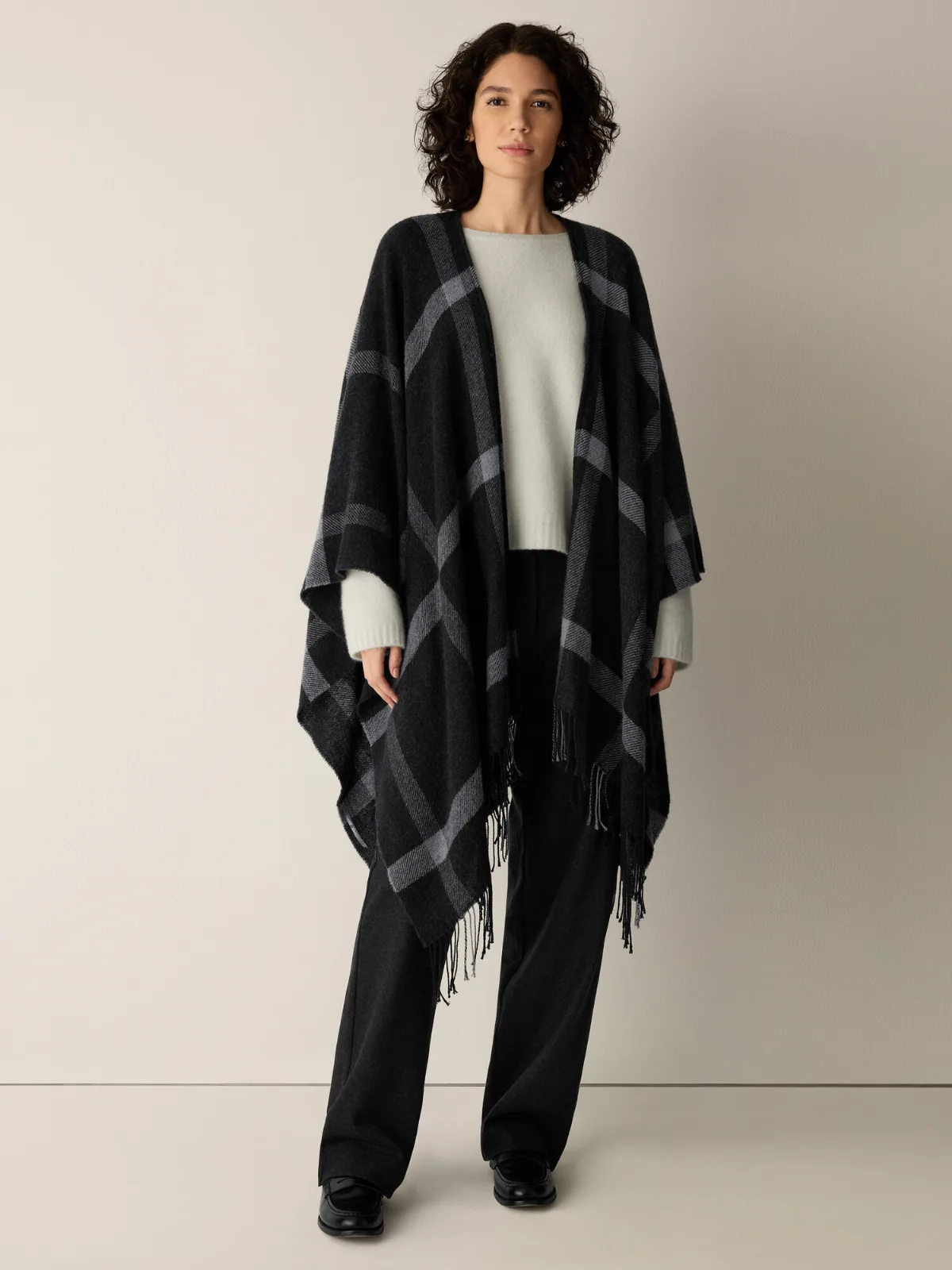 Soft Wool Plaid Serape by EILEEN FISHER