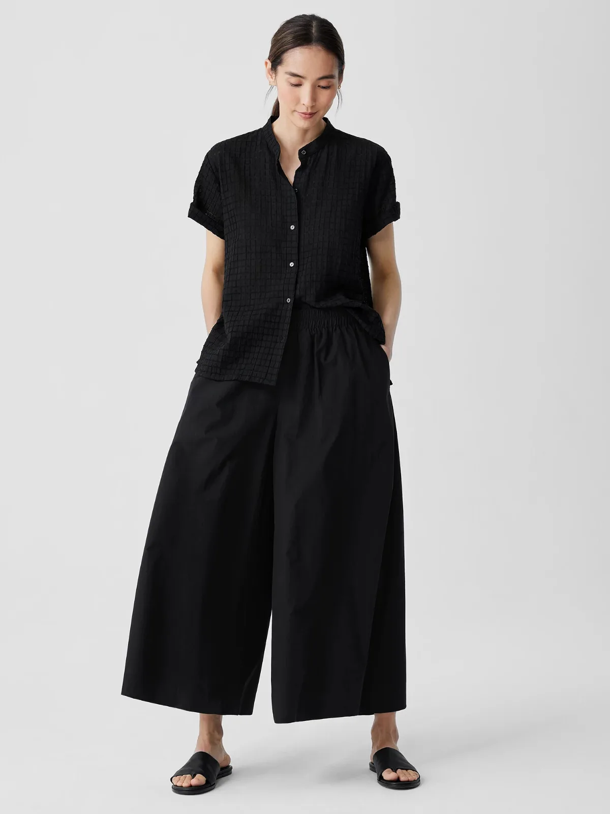Washed Organic Cotton Poplin Skirt Pant by EILEEN FISHER