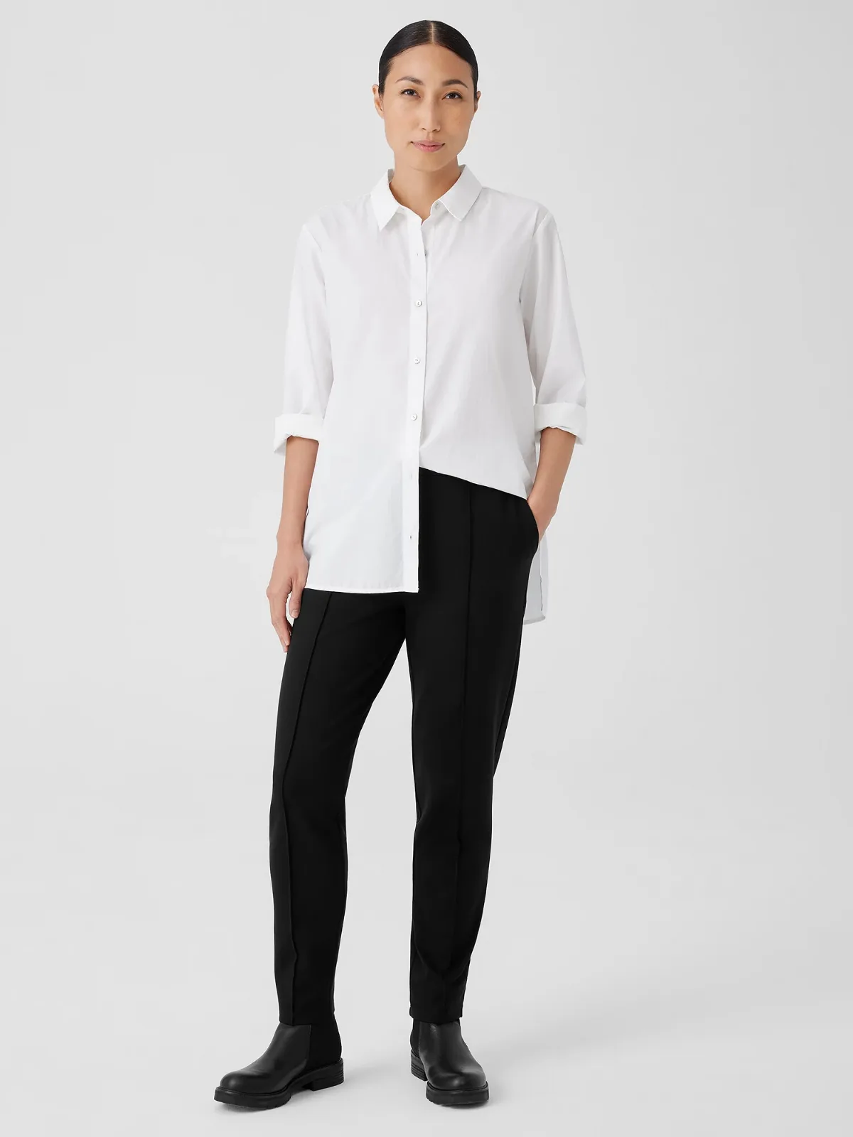 Washable Flex Ponte Pintuck Pant by EILEEN FISHER