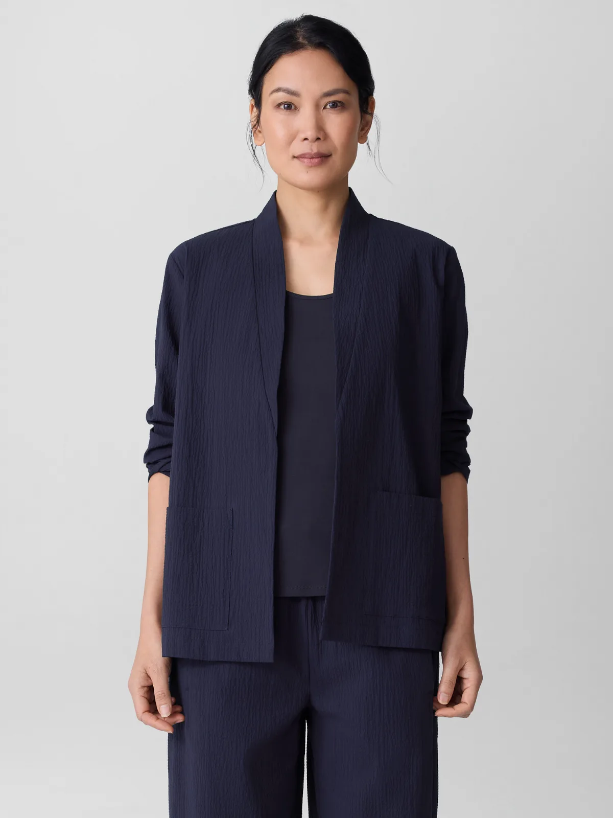 Organic Cotton Pucker High Collar Jacket