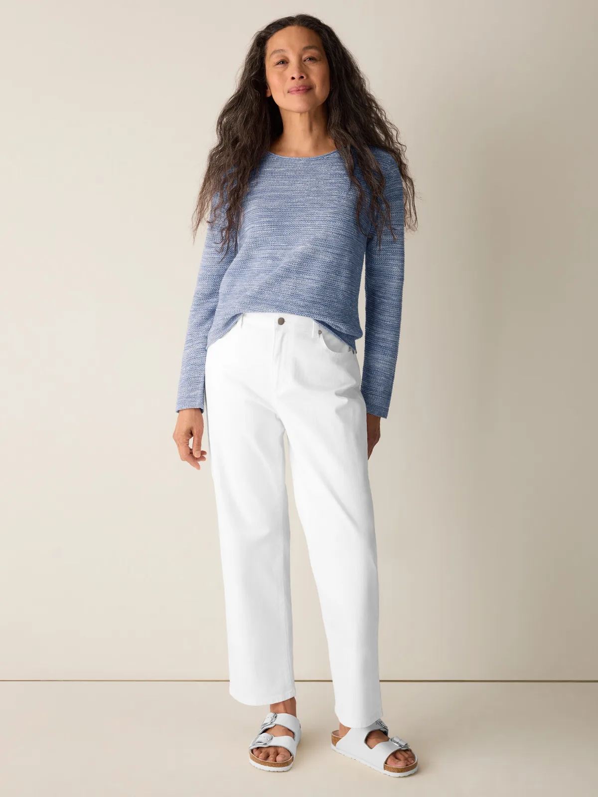 Garment-Dyed Organic Cotton Denim Straight Jean by EILEEN FISHER