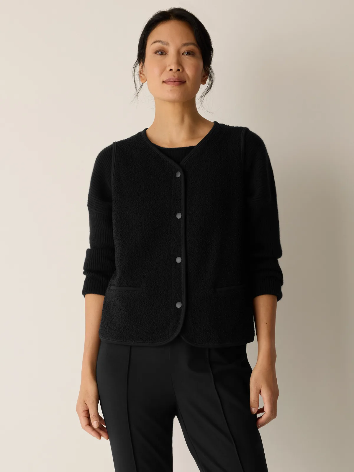 Organic Cotton Stretch Boucle Vest by EILEEN FISHER