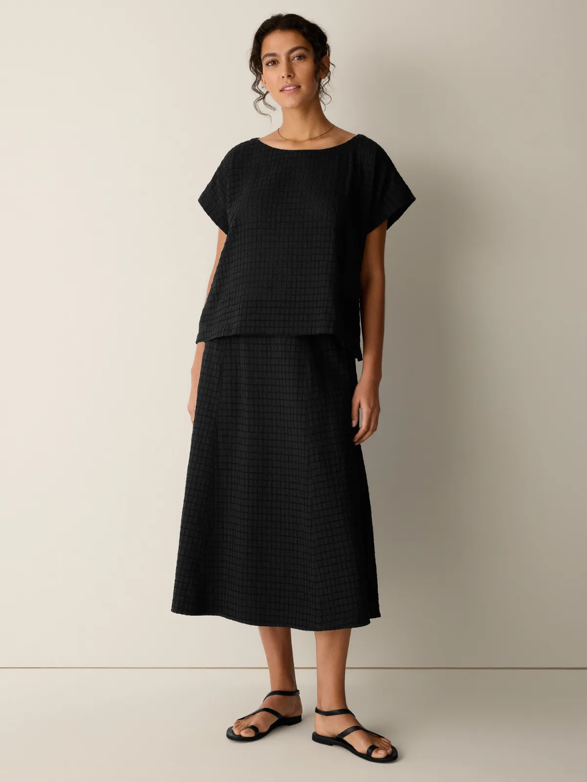 Organic Cotton Voile Box Skirt by EILEEN FISHER
