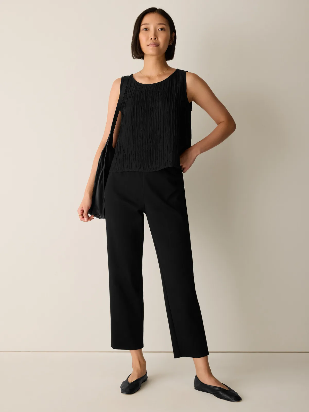 Cotton Blend Ponte Straight Pant by EILEEN FISHER
