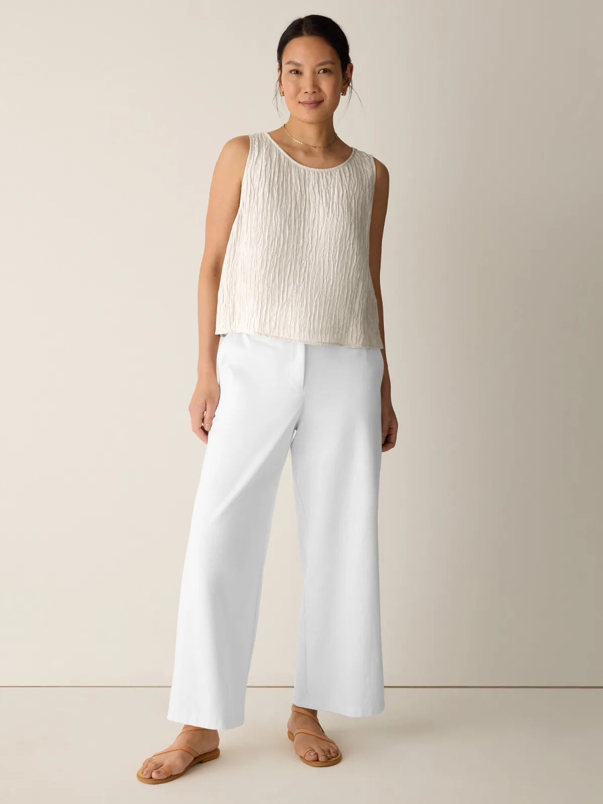 Cotton Blend Ponte Wide-Leg Trouser by EILEEN FISHER